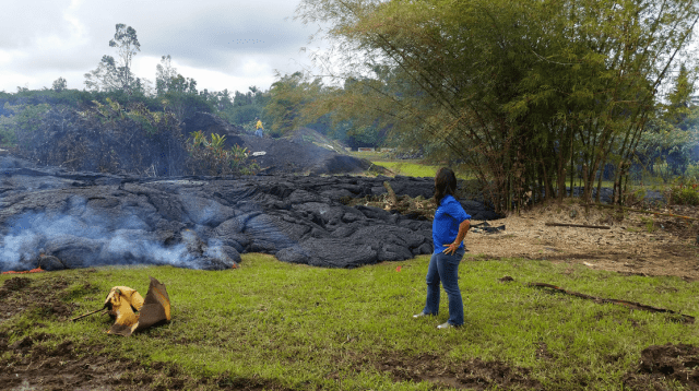 The congresswoman checked out the lava flow in Pahoa on October 29, 2014.