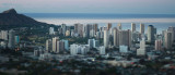 Buildings in and around Waikiki with Diamond Head at left of frame.  TILT SHIFT LENS. 29 may 2015. photograph Cory Lum/Civil Beat