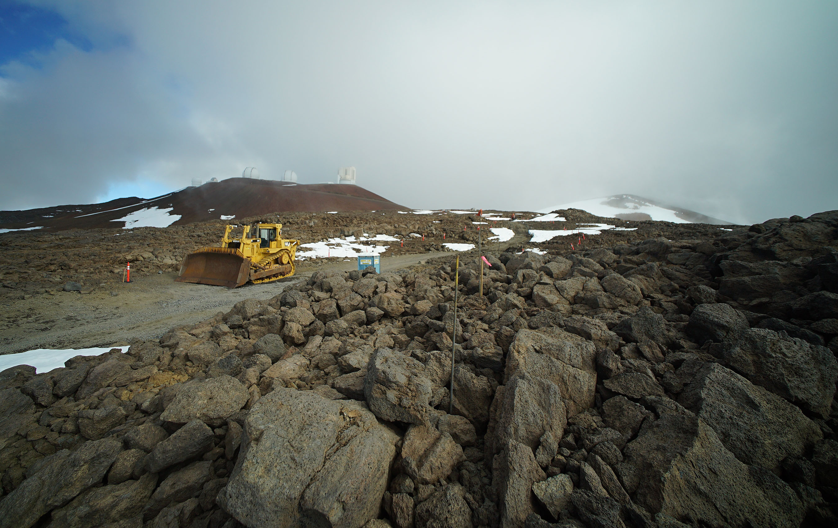 Mauna Kea Summit TMT access road with Subaru Keck telescopes Haw