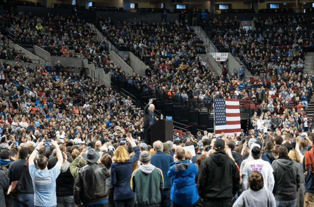 Millennials were particularly attracted this year to Sen. Bernie Sanders, who drew big crowds of young voters to rallies like this one in March in Portland, Ore. 