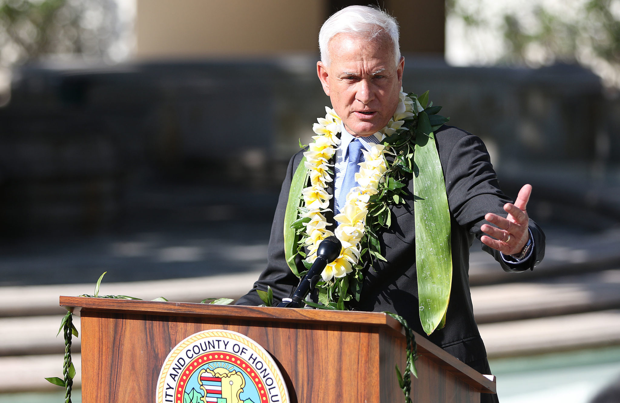 Mayor Caldwell Oath of Office speaks after taking oath at McCoy Pavillion, Ala Moana. 3 jan 2017