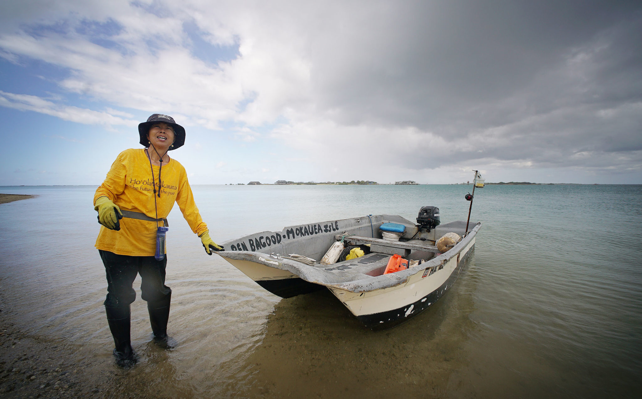 Mokauea Island Joni Bagood boat wait Honolulu Civil Beat