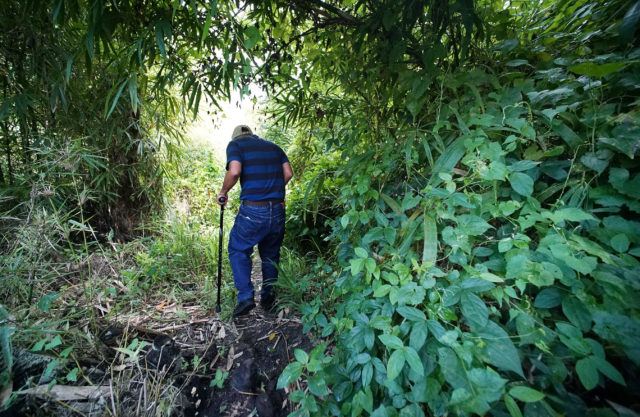 EDITOR NOTE. B.J. did not want his face identified. B.J. walks to riverside where he alledges Father Brouchard tied him to a tree and repeatedly sodomized him.