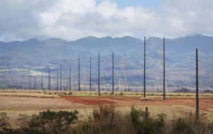 Hawaiian Electric power poles going thru Kunia Road Monsanto leased land.