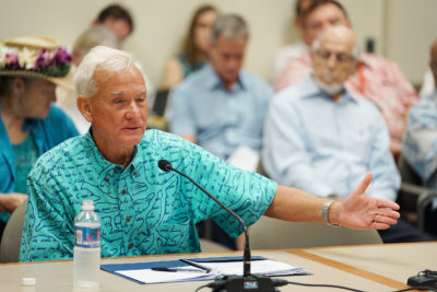 Mayor Caldwell testifies during HART meeting held at Kapolei Hale.