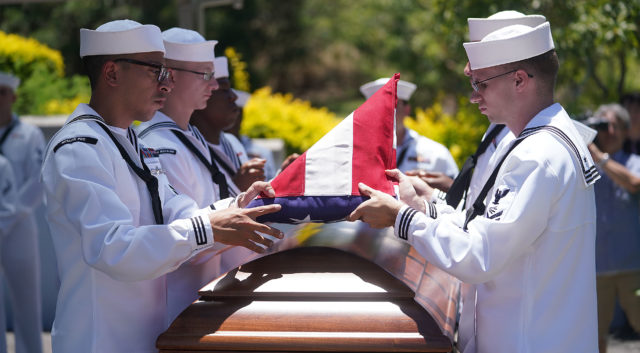 US Flag US Navy Honor Guard at Punchbowl Cemetery.