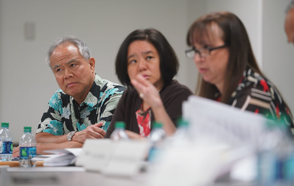 Law Enforcement Officer Independent Review Board members Gary Yabuta, Katy Chen and right, Melissa Pavlicek.