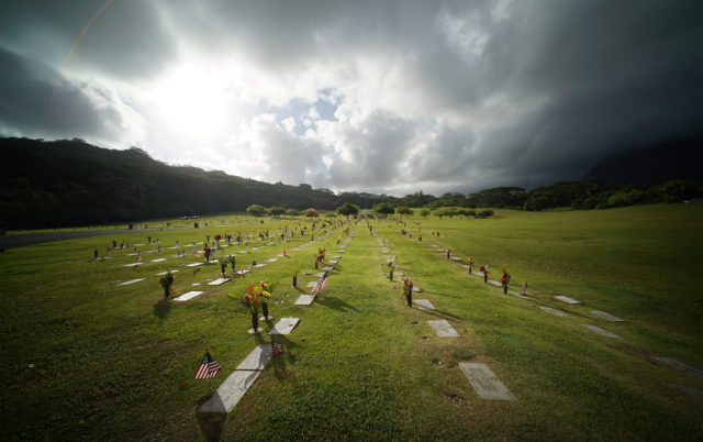 Graves at the Hawaii State Veterans Cemetery located in Kaneohe.