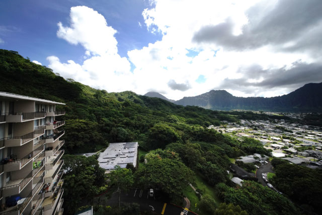 Left, Pohai Nani Kaneohe Retirement home view with planned cemetery on right side of frame.