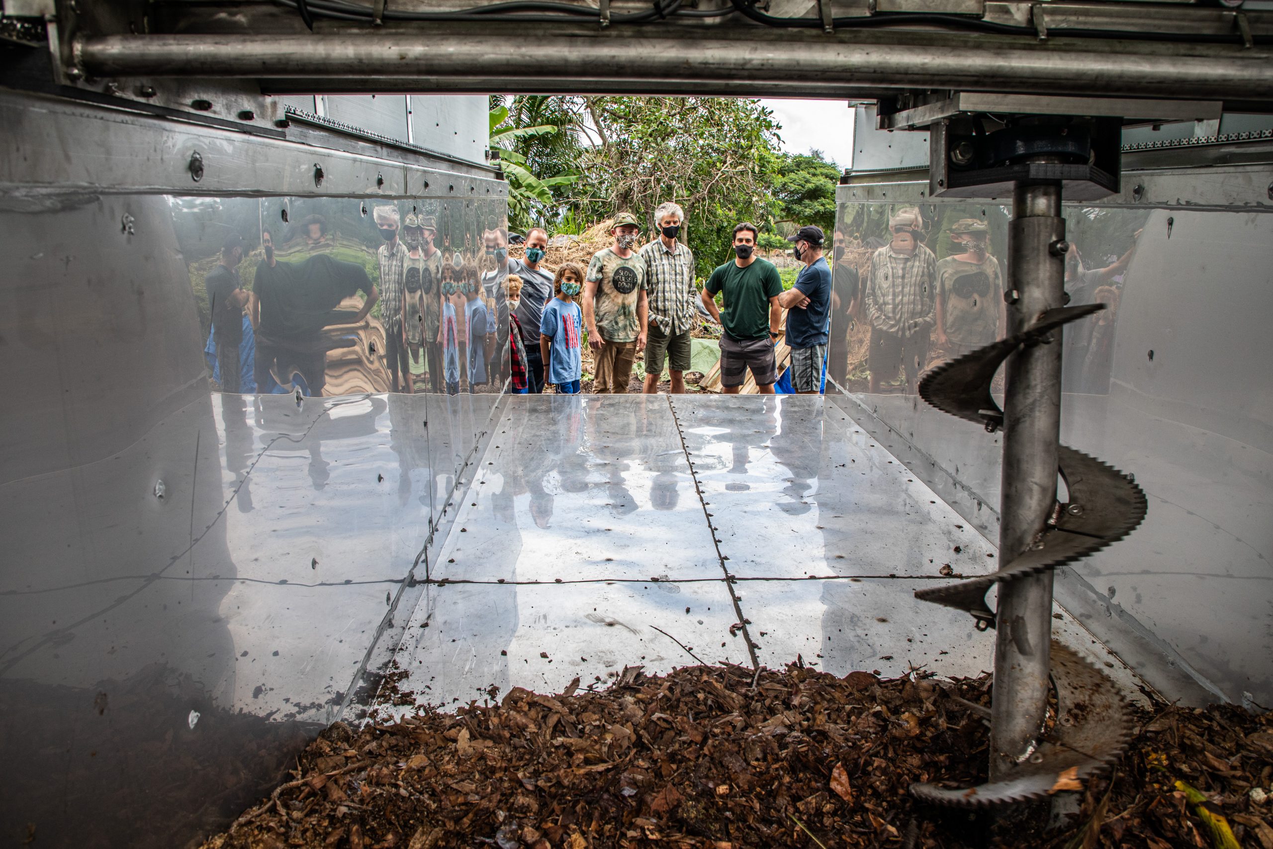 Sustainable Coastlines Hawaii composting machine in shipping container