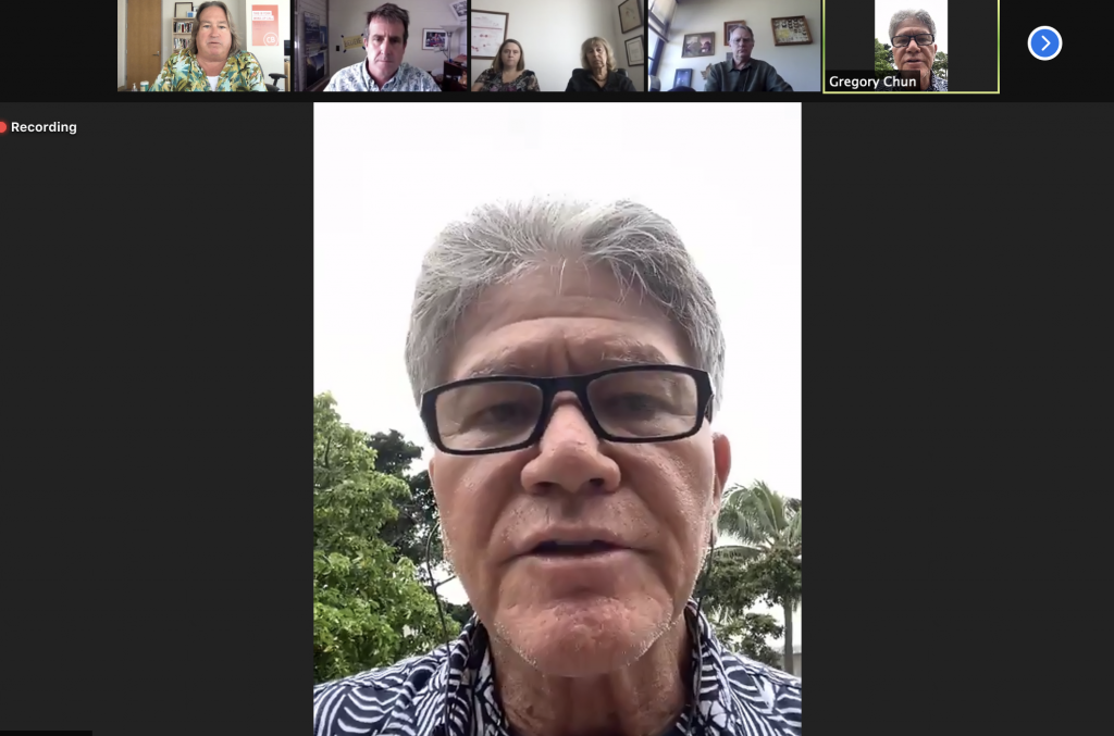 Zoom editorial board with Greg Chun, Sept. 29, 2021.