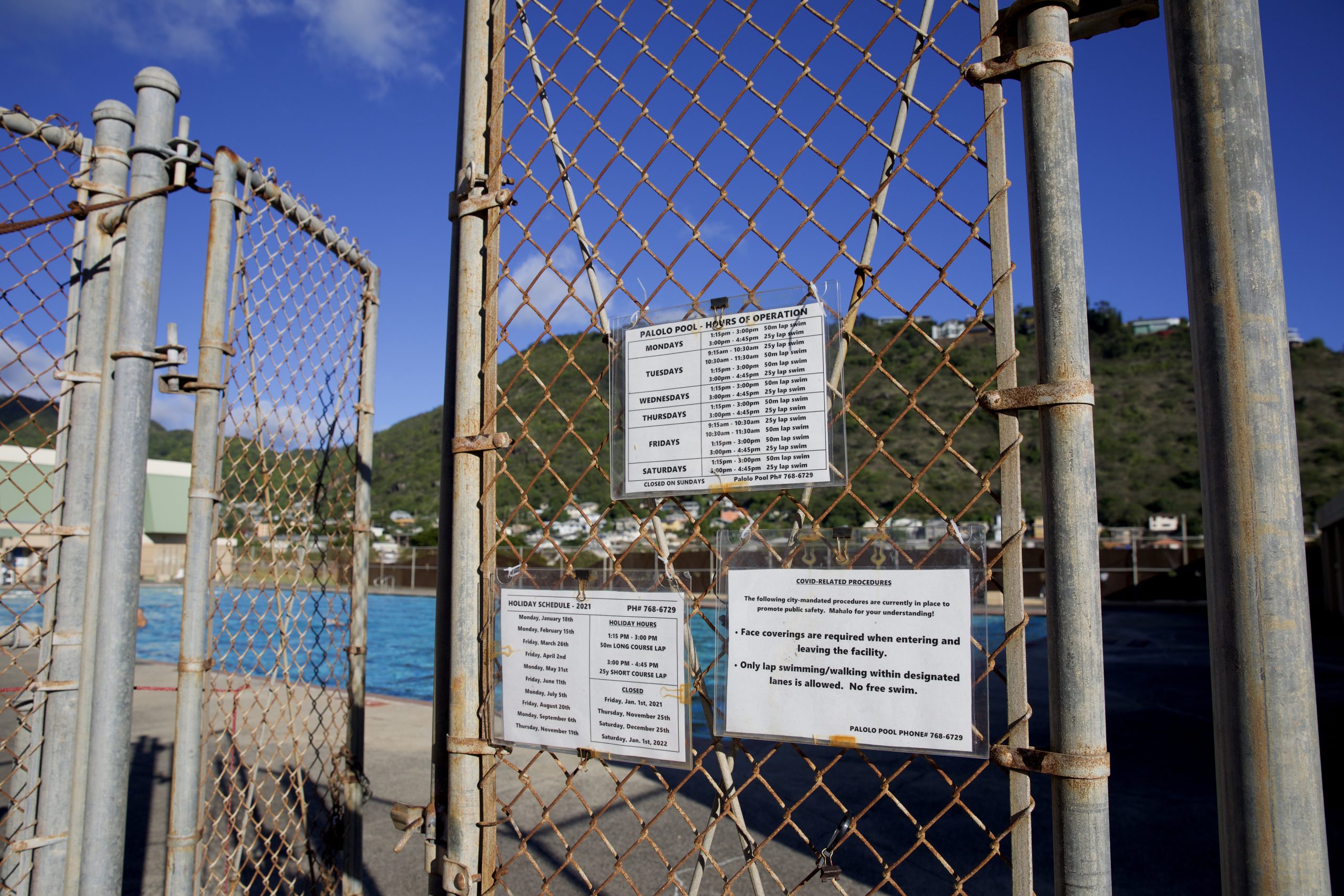 Covid19 restrictions Palolo Valley District Park Pool Honolulu Civil