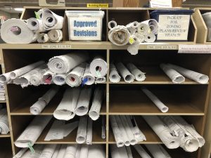 Building plans await pickup by applicants at the Honolulu Department of Planning and Permitting (DPP)