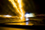 Driving on the night road, motion blur