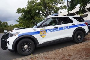 A Honolulu Police Department vehicle is photographed Saturday, Nov. 18, 2023, at the HPD training facility in Waipahu. (Kevin Fujii/Civil Beat/2023)