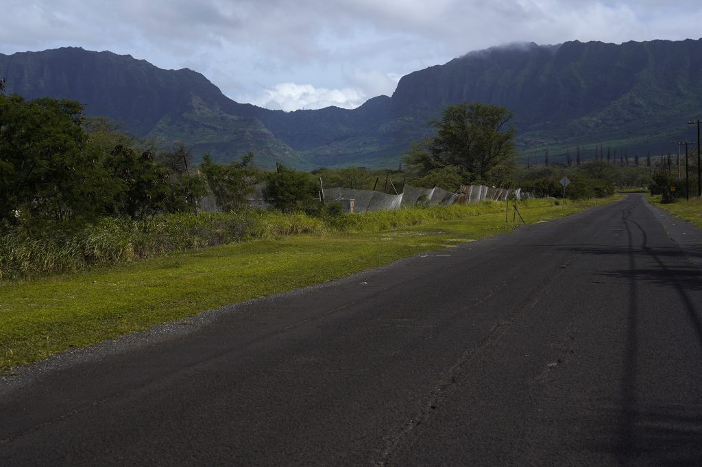 Kolekole Pass is seen from Laulaulei Naval Road Wednesday, Feb. 28, 2024, in Waianae. (Kevin Fujii/Civil Beat/2024)