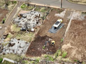 More house lots were cleared in April after the Aug. 8 wildfires. (Nathan Eagle/Civil Beat/2024)