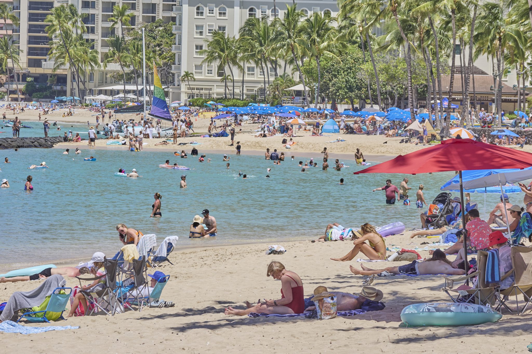 Tourism views of Waikiki Beach photographed morning of April 22nd, 2024 (David Croxford/Civil Beat/2024)