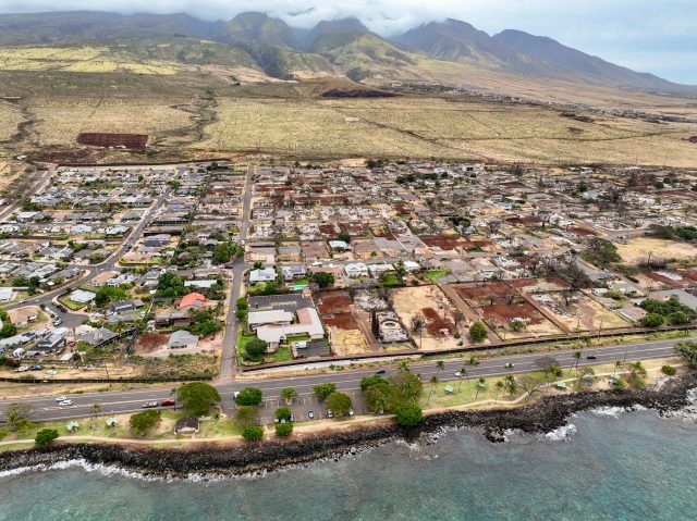 Group housing sites for fire survivors are planned for the land behind the Wahikuli subdivision in Lahaina. (Nathan Eagle/Civil Beat/2024)