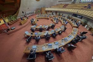 Members of the House debate the bills that came before them in this final session before the season ends, photographed May 1st, 2024. (David Croxford/Civil Beat/2024)