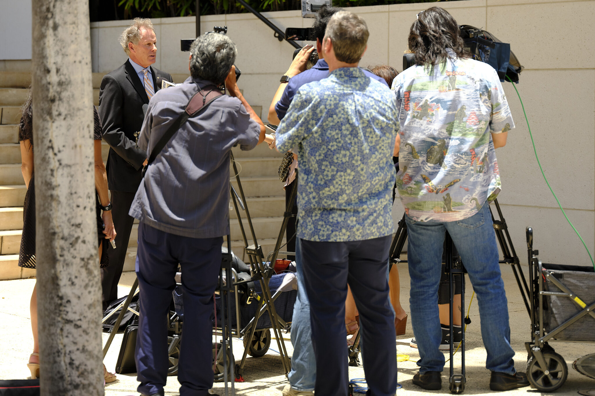 After the Michael Miske case concluded with the jury announcing what assets could be seized, US Attorney Ken Sorenson, stepped outside US Federal Court and spoke with members of the press. (David Croxford/Civil Beat/2024)
