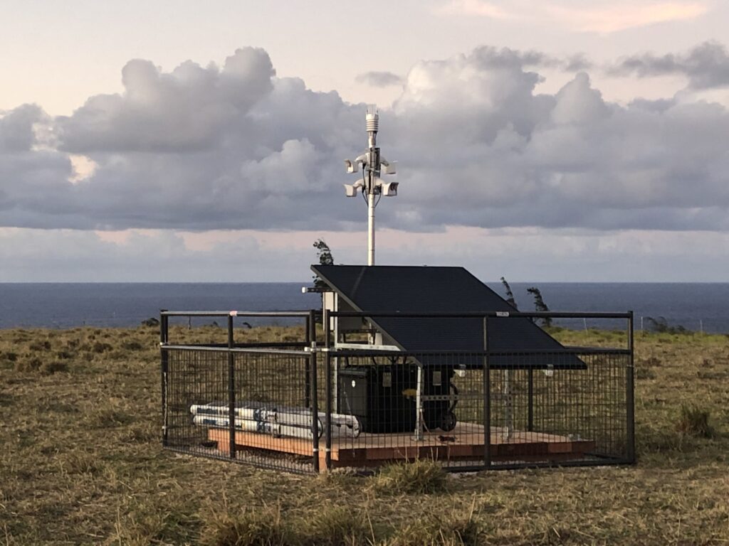 Provided image of a remote weather camera in Hawaii installed by the Federal Aviation Administration. There will be 26 cameras operating in the state by the end of 2024 the FAA said. They are installed to provide live feeds to rotor and fixed-wing pilots on weather conditions in remote areas.
