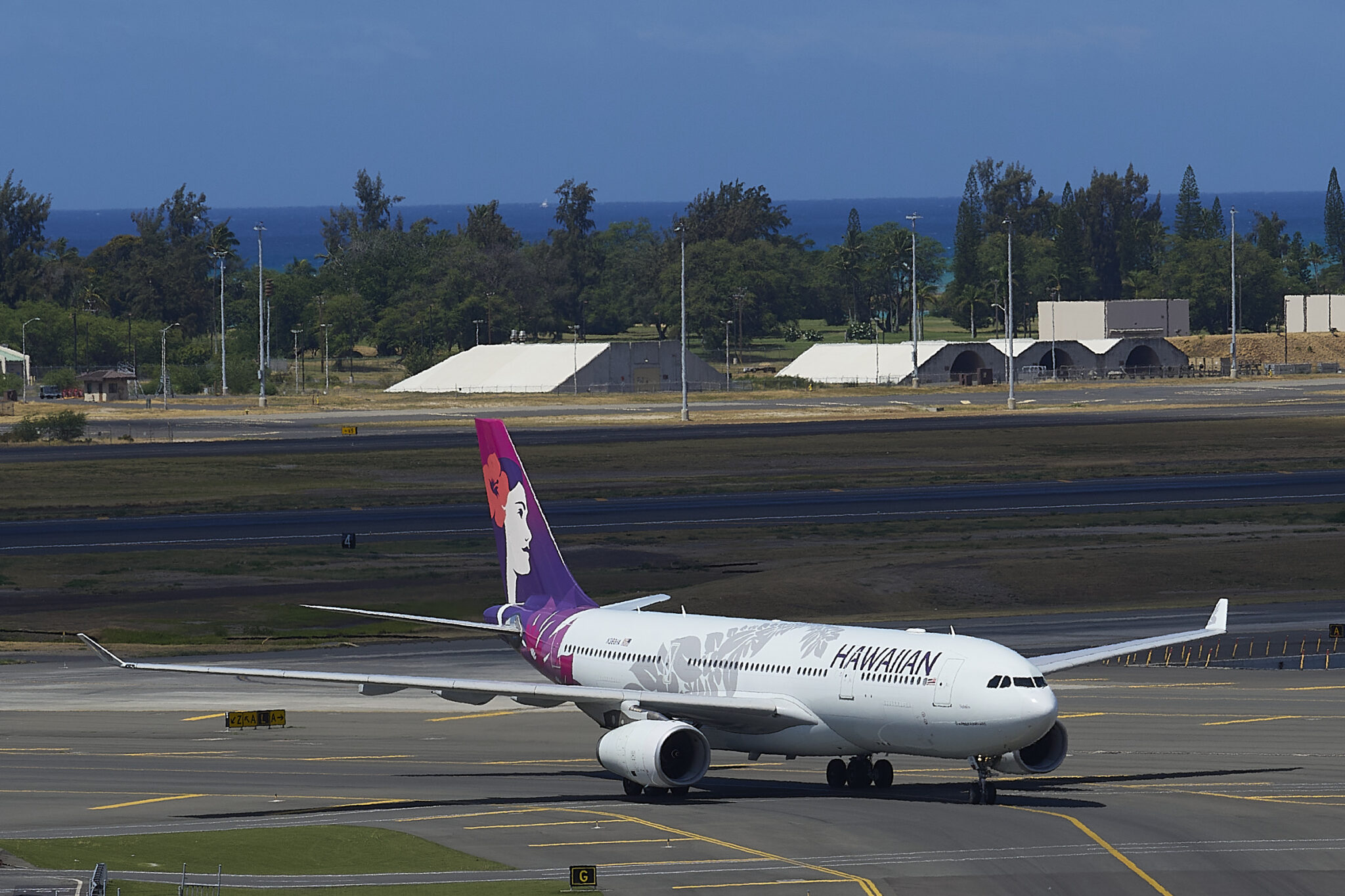 Daniel K Inouye International airport, Aircraft from Hawaiian airlines fleet, photographed August 16, 2024 (David Croxford/Civil Beat/2024)
