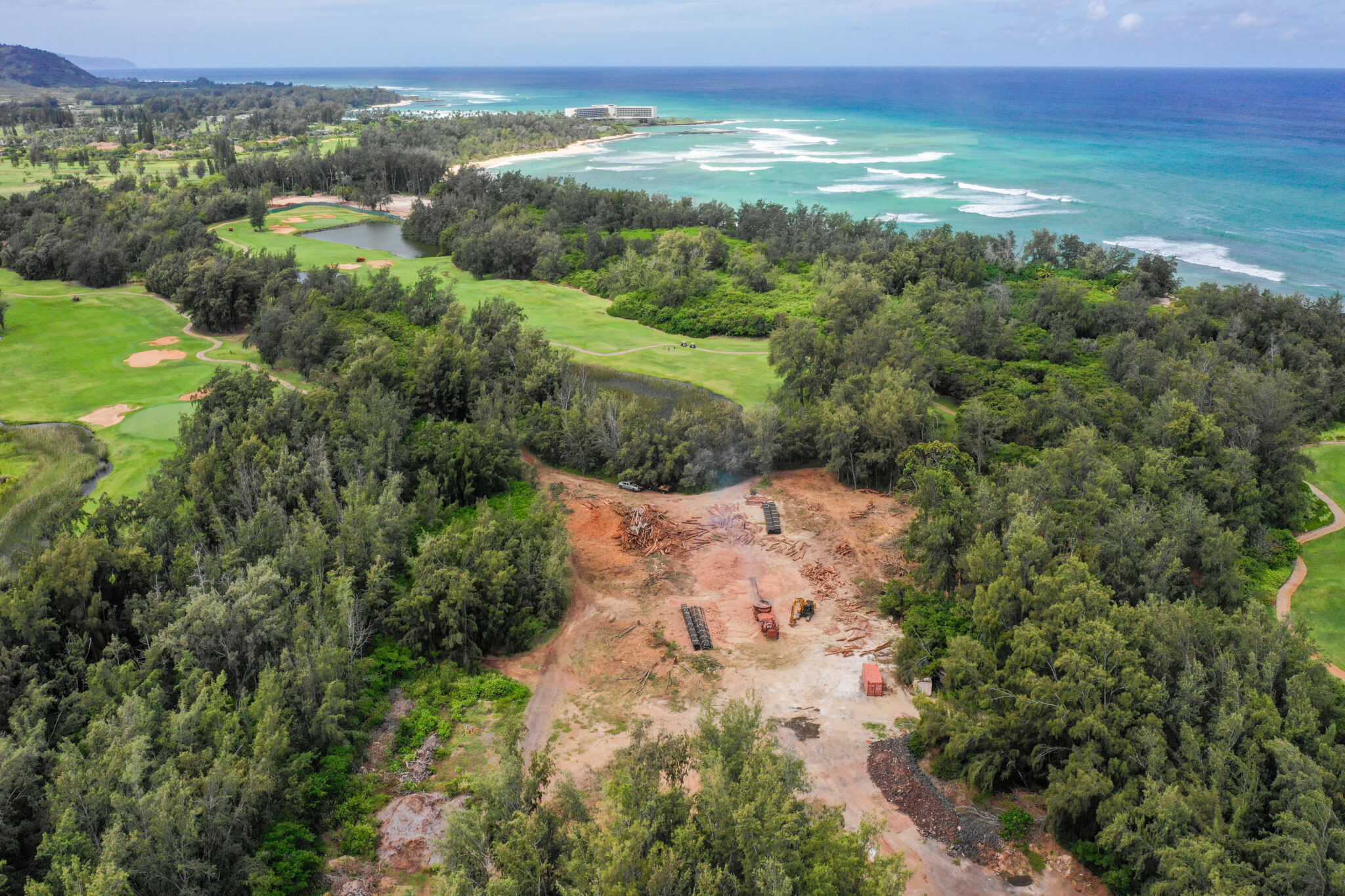 Aerial view of development parcels at Turtle Bay known as RR4. The clearing and grading work in the fore- and mid-ground is part of a residential development by Arete Collective. Shown on Sept. 24, 2024