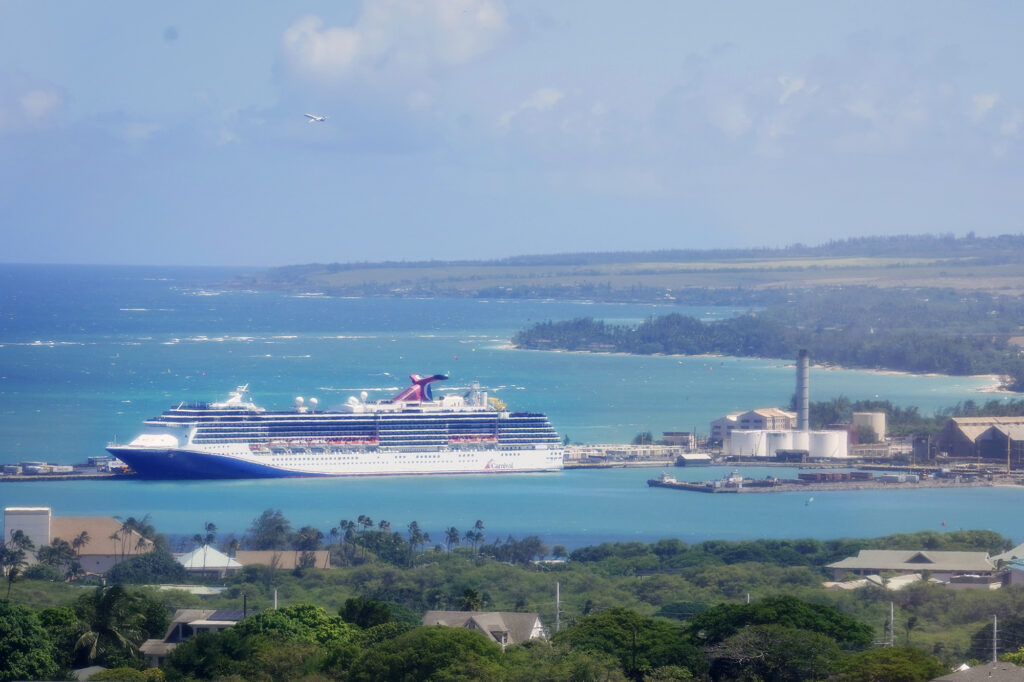A Norwegian Cruise Line ship sits in Kahului Port Wednesday, Oct. 2, 2024, on Maui. (Kevin Fujii/Civil Beat/2024)