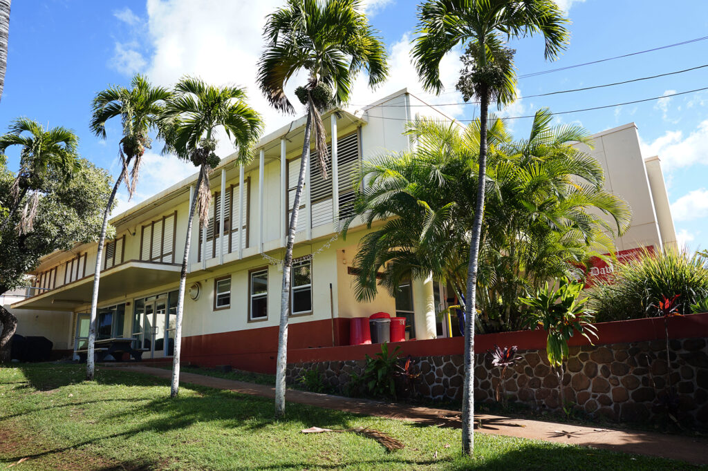 The Lahainaluna High School David Malo dormitory is photographed Friday, Dec. 6, 2024, in Lahaina. (Kevin Fujii/Civil Beat/2024)