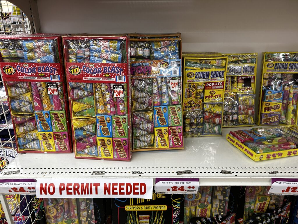 Stock photo of firecrackers that can be bought without a permit and operated legally.