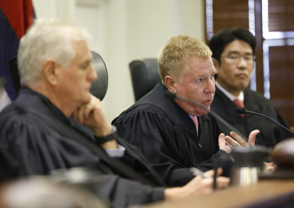 Arguments presented before Hawaii Supreme Court relating to the Maui Wildfire settlements and how to proceed.(Pool Photo/Civil Beat/2025)