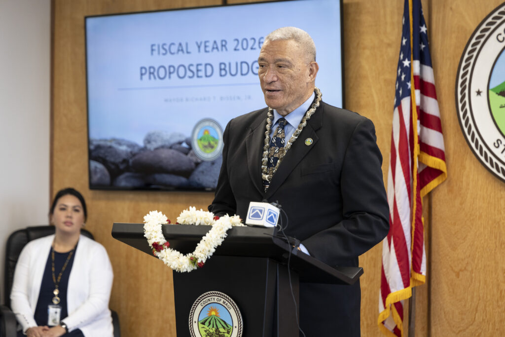 Maui Mayor Richard Bissen presented his proposed $1.51 billion budget for fiscal year 2026 last week. (Courtesy: Maui County/2025)