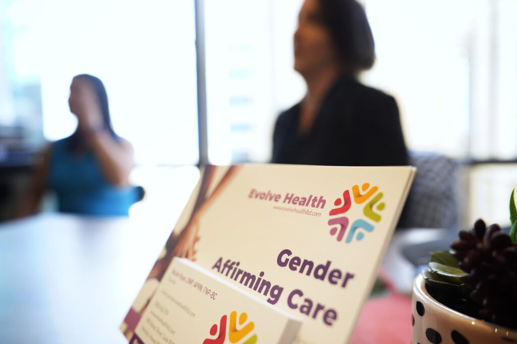 Evolve Health’s Sheeren Masif, from left, and Nicole Ryan speak with Honolulu Civil Beat Friday, Oct. 10, 2025, in Honolulu. They discuss gender-affirming care in the current political climate. (Kevin Fujii/Civil Beat/2025)