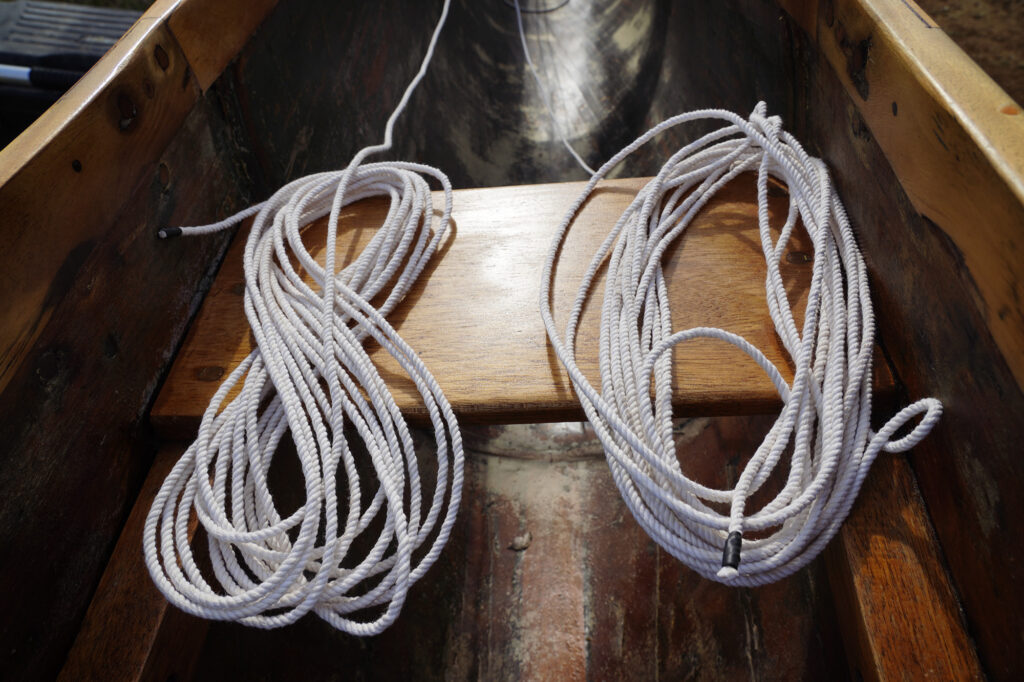 ‘Aho, or cordage, are ready to rig the A‘a gets at Ke‘ehi Lagoon Friday, Nov. 7, 2025, in Honolulu. (Kevin Fujii/Civil Beat/2025)
