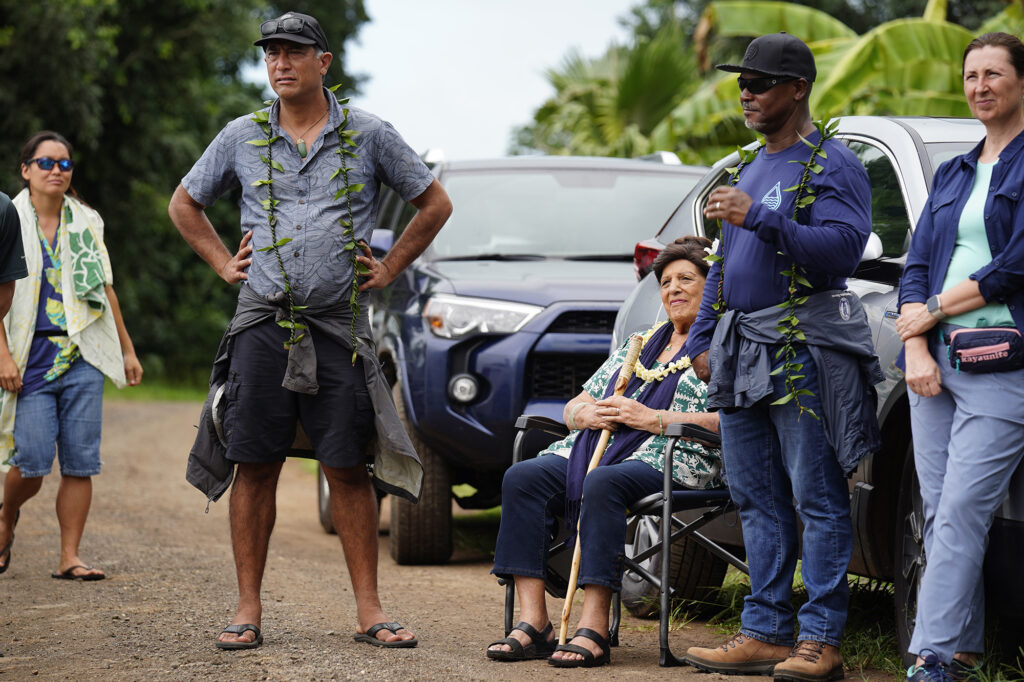 The Department of Land and Natural Resources’ (DLNR) Commission on Water Resource Management (CWRM) and the Honolulu Board of Water Supply visit multiple windward agriculture institutions Monday, Nov. 10, 2025, in Kāneʻohe. (Kevin Fujii/Civil Beat/2025)