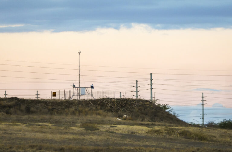 A fire weather station was installed in Māʻalaea on Maui, one of 16 to go up in Maui County since the August 2023 wildfires. (Erin Nolan/Civil Beat/2025)