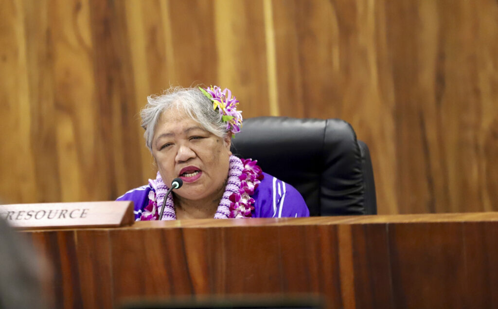 Carol Lee Kamekona is a long-time community organizer and advocate for the homeless and Native Hawaiian communities. She was the runner up to Tasha Kama in last year’s election. (Erin Nolan/Civil Beat/2025)