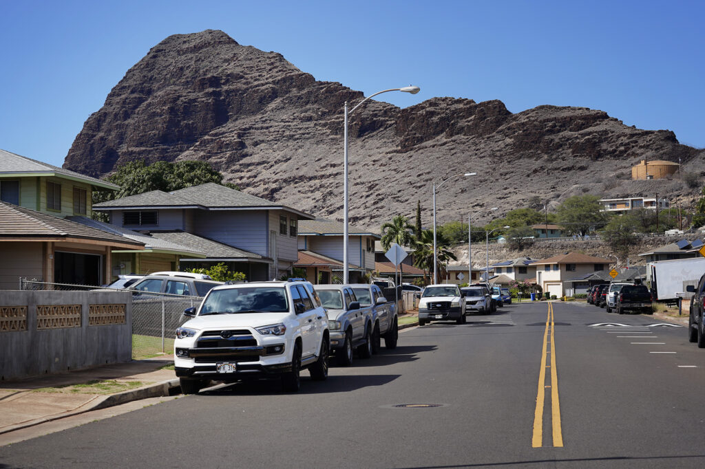 Princess Kahanu Estates neighborhood is photographed Tuesday, Dec. 2, 2025, in Waiʻanae. Residents complain of a death-like stench. (Kevin Fujii/Civil Beat/2025)