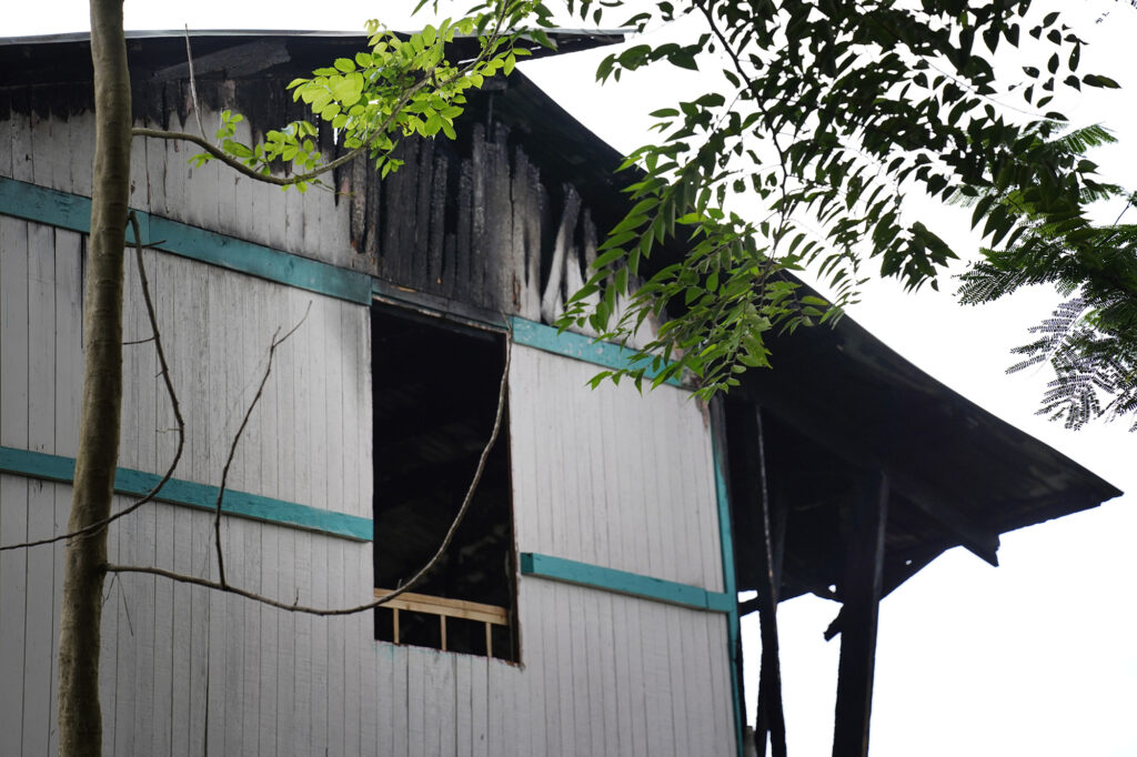 The aftermath of the Wild Ginger Hotel fire is photographed Tuesday, Dec. 16, 2025, in Hilo. One person died at the Wild Ginger Hotel. (Kevin Fujii/Civil Beat/2025)