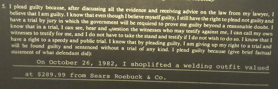 Court records shows that John Teixeira pled guilty to stealing a welding suit in 1982.