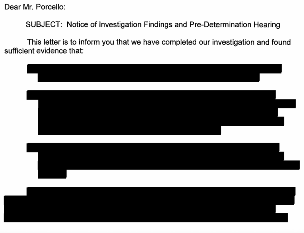 Almost all of the city's records of its most recent investigation of Bryan Porcello were redacted.