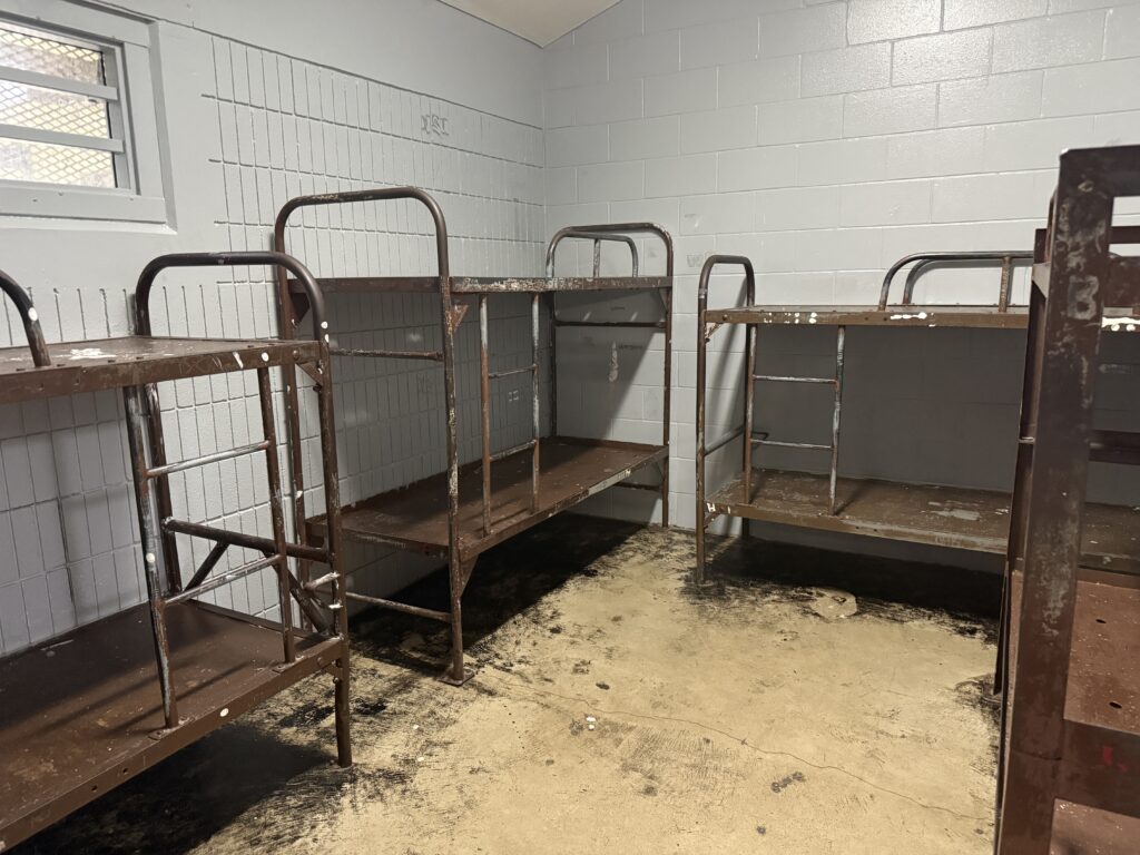 One of the cells inside KCCC’s main building, which also includes a visitation room, common area, law library and bathrooms. Staff say parts of the main building’s roof leaks during heavy rains.