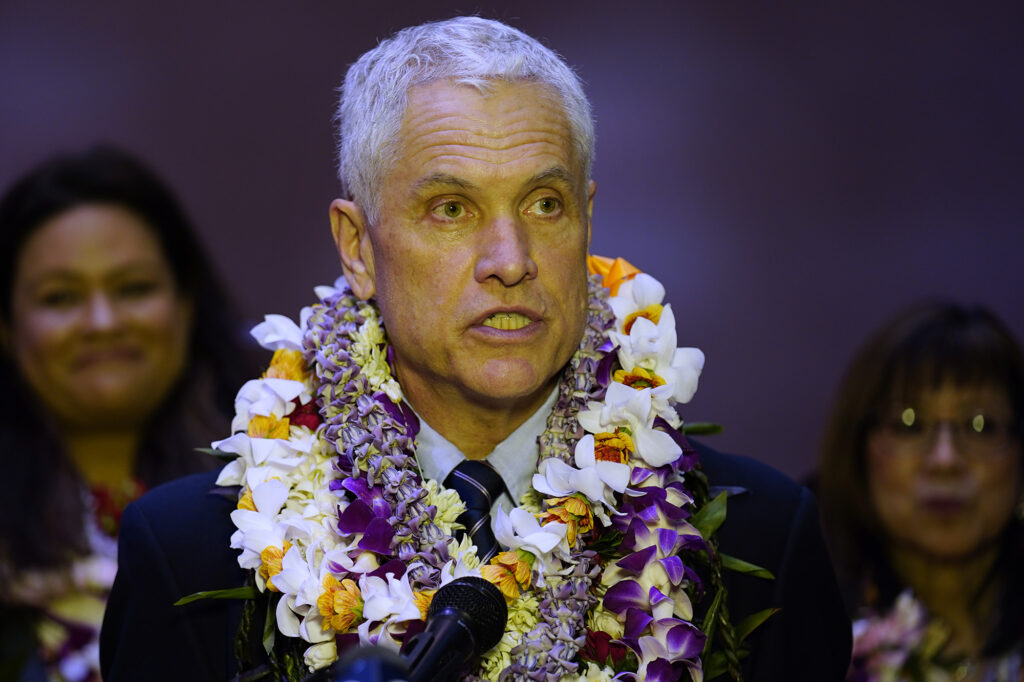 Rep. David Tarnas speaks during the Hawaiʻi State Legislature post-opening press briefing Wednesday, Jan. 21, 2026, in Honolulu. (Kevin Fujii/Civil Beat/2026)