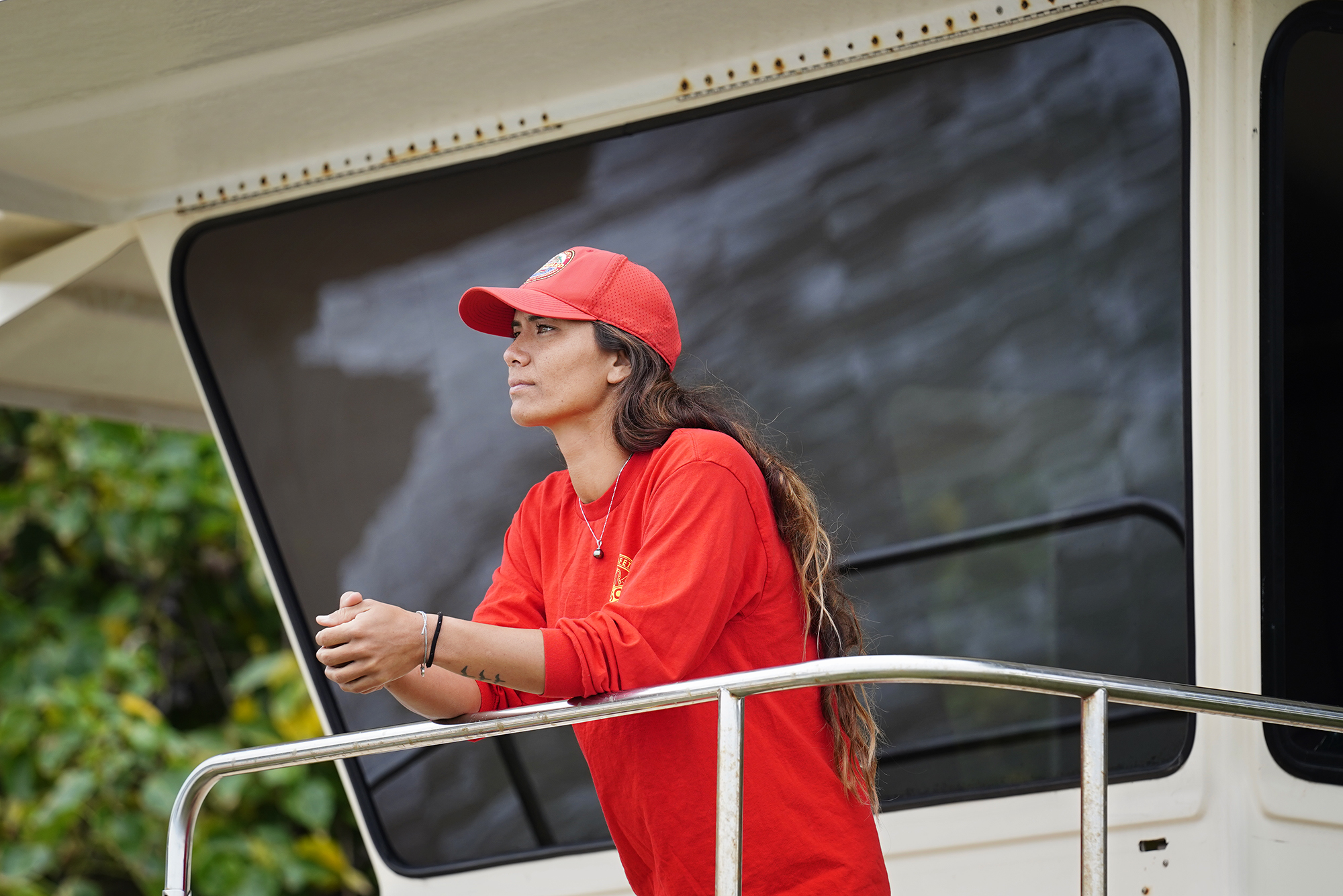 Ocean Safety lifeguard Kapua Chang is photographed Saturday, Feb. 7, 2026, at Kahe Point Beach Park in Kapolei. (Kevin Fujii/Civil Beat/2026)