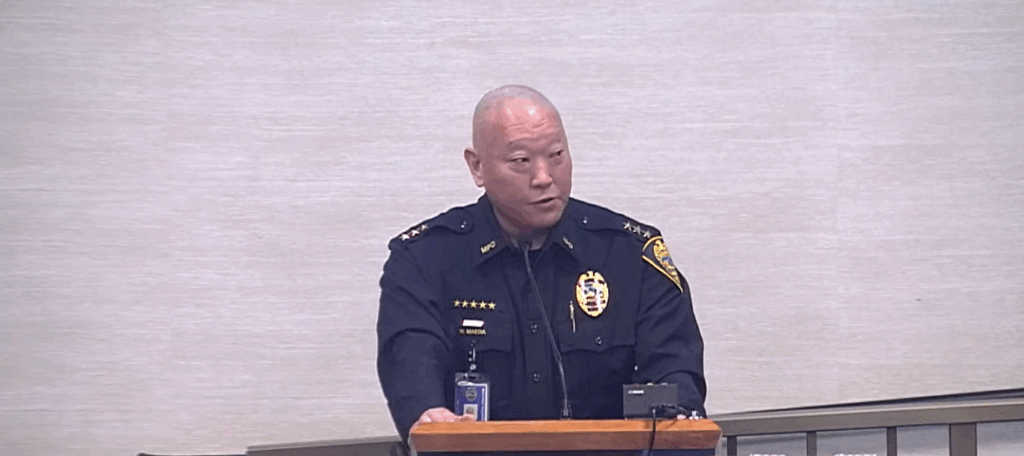 Deputy Maui County Police Chief Wade Maeda at the March 6 Maui County Council meeting