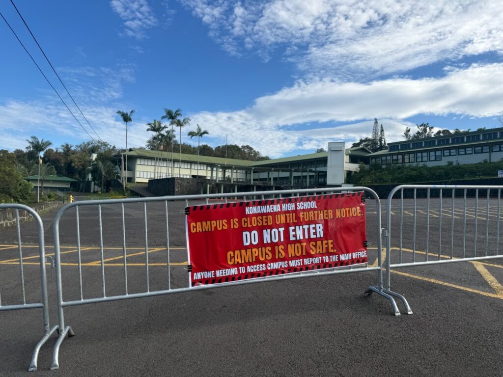 Konawaena High School closed to teachers and students after the storm. DOE doesn't have an estimate for when the campus will reopen.