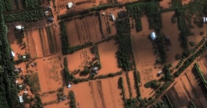 This March 23 satellite image by Vantor shows flooding in Waialua on Oʻahu's North Shore. (Satellite image ©2026 Vantor)