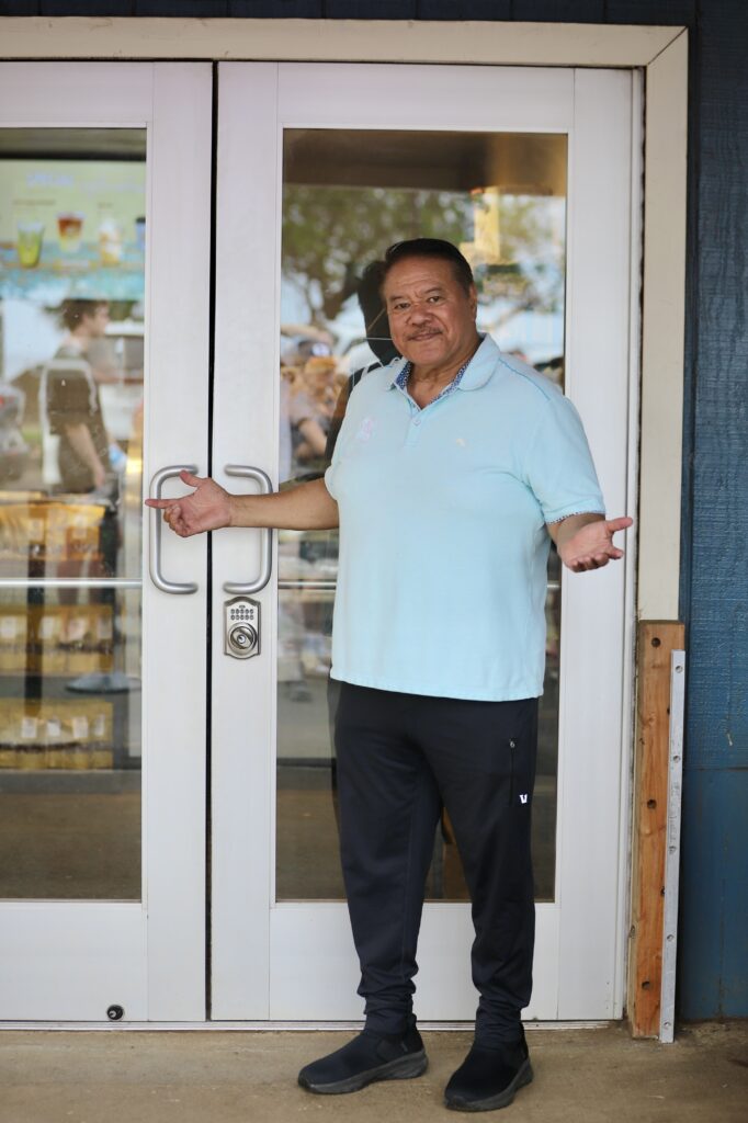 David Yamashiro says he wasn't concerned about flooding when he opened his South Kīhei Road location of Ululani's Hawaiian Shave Ice 13 years ago. Now, he prepares ahead of every storm. (Erin Nolan/Civil Beat/2026)