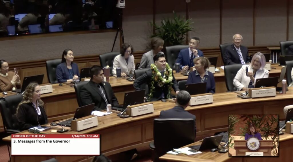 Rep. Michael Michael Covenant "Cov" Ratcliffe is seated in the state House after being appointed by Gov. Josh Green to the House District 28 seat. He replaces former Rep. Daniel Holt, who resigned to take a position with the state Department of Land and Natural Resources.